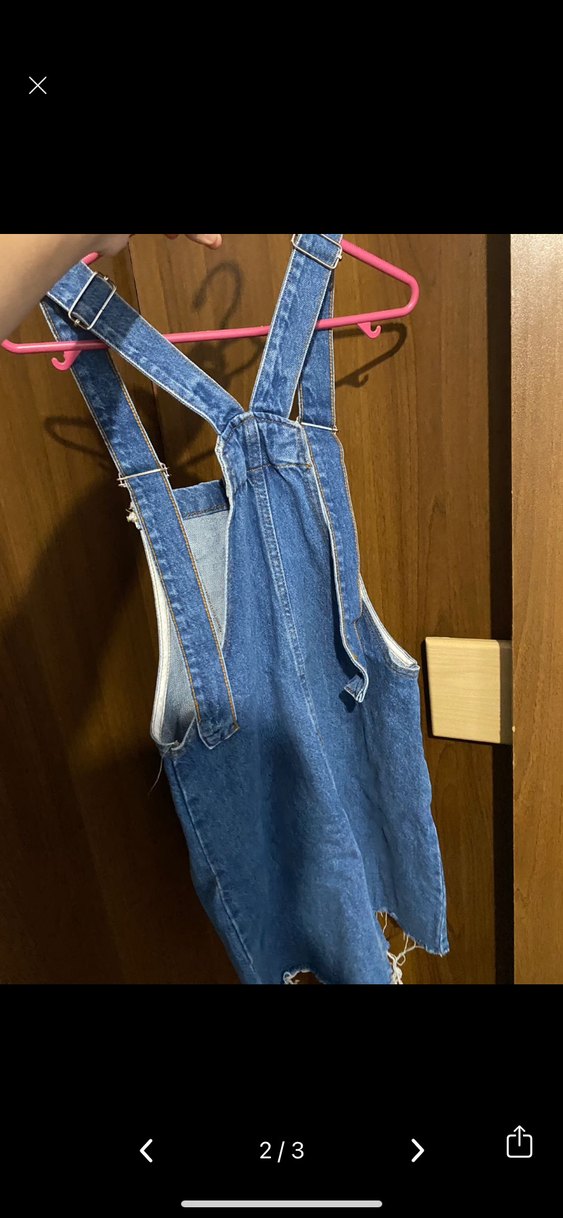 Kadın Mavi Denim Midi Salopet Elbise - Görsel 2