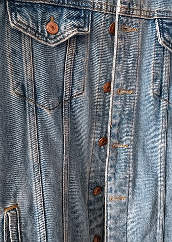 Dilvin Düğmeli Mavi Kadın Denim Ceket
