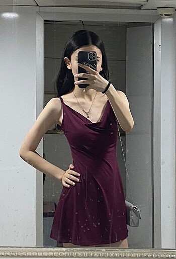 m Beden bershka bordo mini elbise