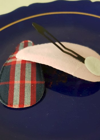 lacivert ekose saç aksesuar seti - Görsel 4