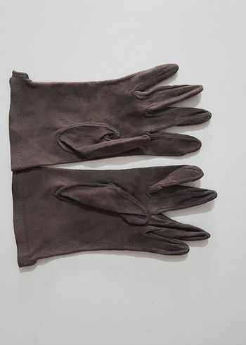 füme renk, gerçek süet kadın eldiven - Görsel 2