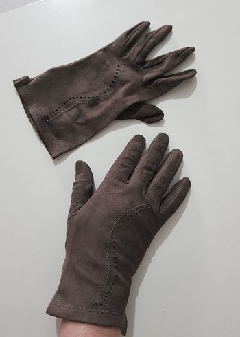 füme renk, gerçek süet kadın eldiven - Görsel 3
