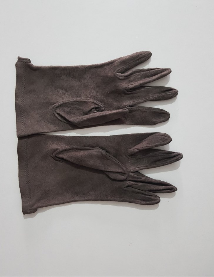 füme renk, gerçek süet kadın eldiven - Görsel 2