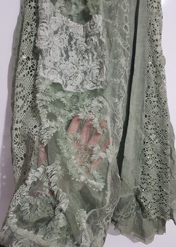 İTALYAN butik ürünü, çağla yeşili keten fantezi elbise - Görsel 3