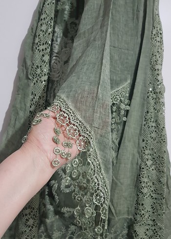 İTALYAN butik ürünü, çağla yeşili keten fantezi elbise - Görsel 4