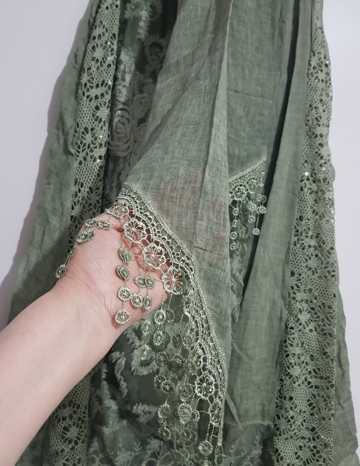 İTALYAN butik ürünü, çağla yeşili keten fantezi elbise - Görsel 4