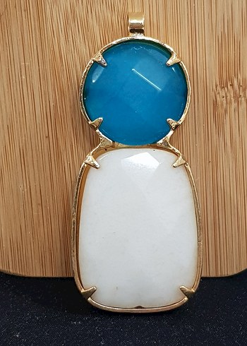 turkuaz ve beyaz aykırı formda kolye ucu - Görsel 5