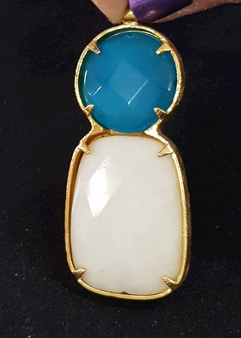 turkuaz ve beyaz aykırı formda kolye ucu - Görsel 7