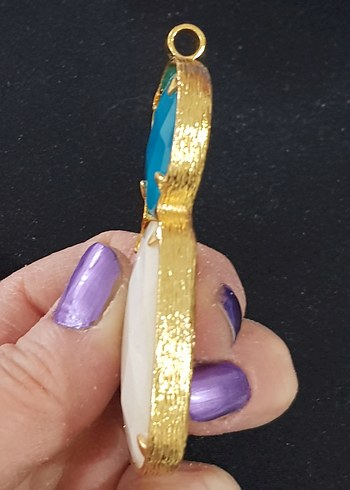 turkuaz ve beyaz aykırı formda kolye ucu - Görsel 8