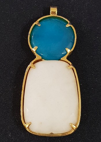 turkuaz ve beyaz aykırı formda kolye ucu - Görsel 6