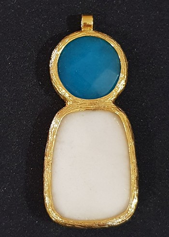 turkuaz ve beyaz aykırı formda kolye ucu - Görsel 3