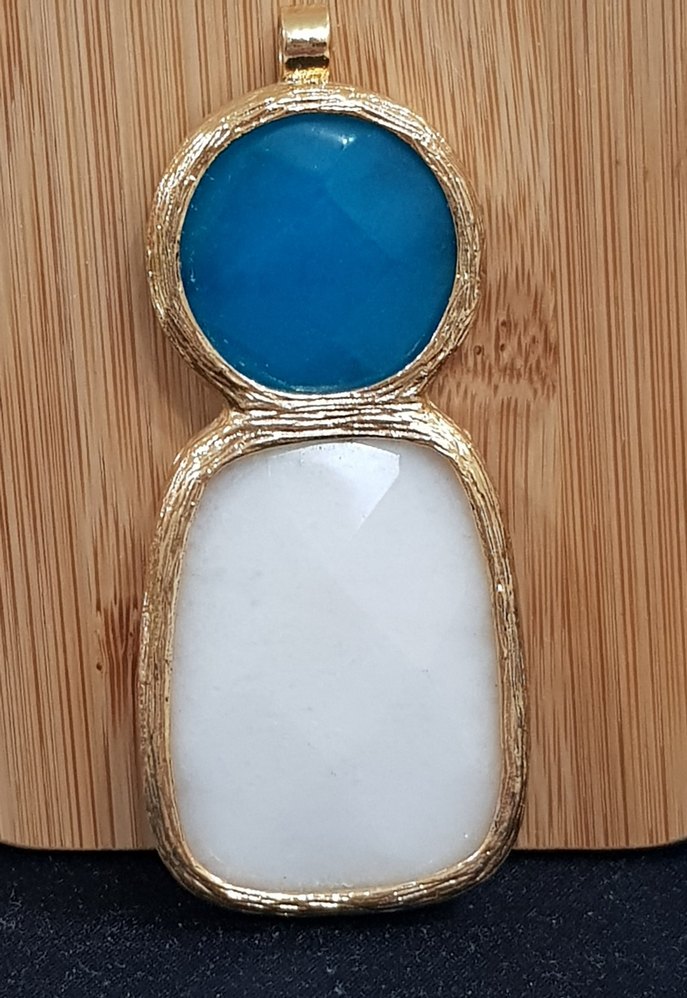 turkuaz ve beyaz aykırı formda kolye ucu - Görsel 2