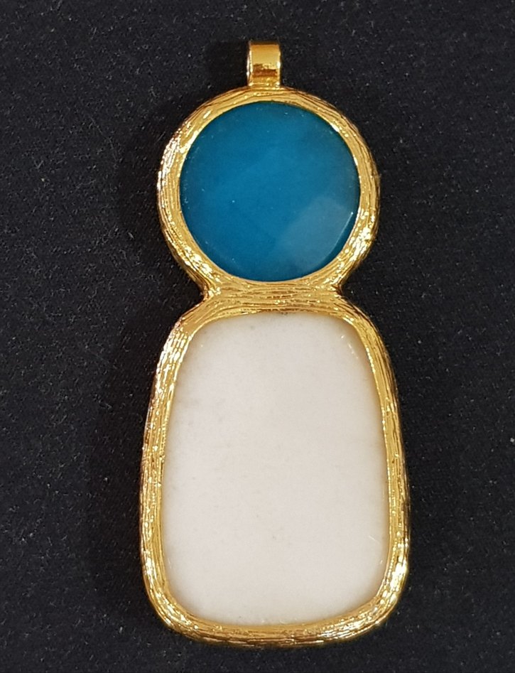 turkuaz ve beyaz aykırı formda kolye ucu - Görsel 3