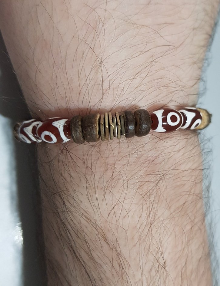 tek sıra, ahşap boncuklu, bohem bileklik - Görsel 3
