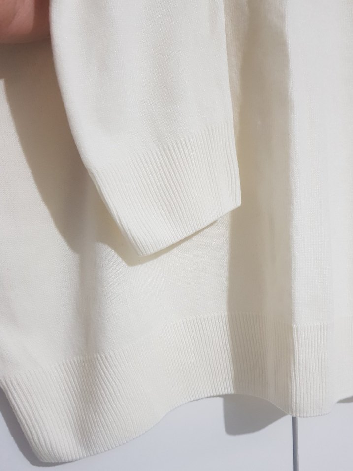 M&S yumuşak, bisiklet yaka, uzun kol, krem rengi kadın kazak - Görsel 4