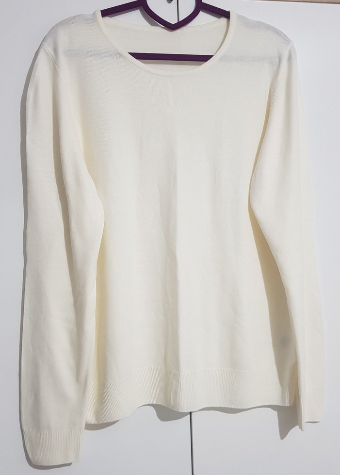 M&S yumuşak, bisiklet yaka, uzun kol, krem rengi kadın kazak - Görsel 2