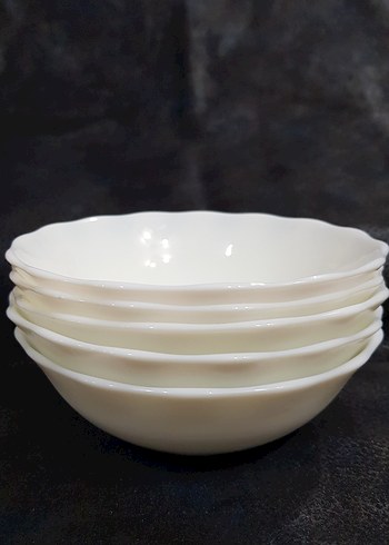 5 adet AYB OPALGLASS damgalı beyaz kase - Görsel 2