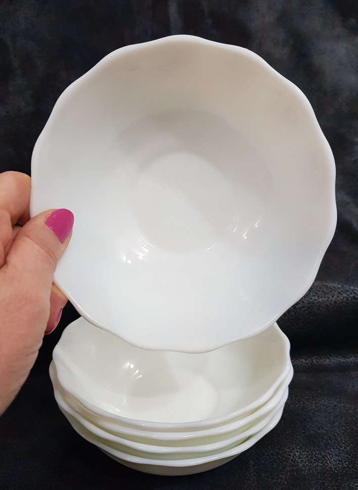 5 adet AYB OPALGLASS damgalı beyaz kase - Görsel 3