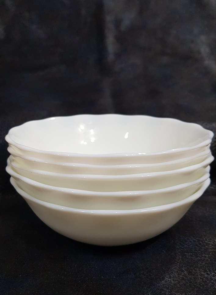 5 adet AYB OPALGLASS damgalı beyaz kase - Görsel 2