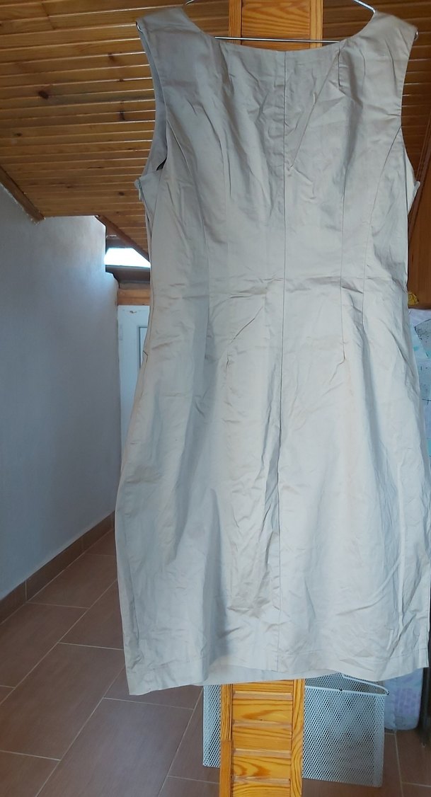 Bej Kemerli Midi Elbise - Görsel 2