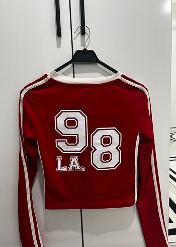 Kırmızı Yüksek Yakalı Uzun Kollu bluz - Görsel 4