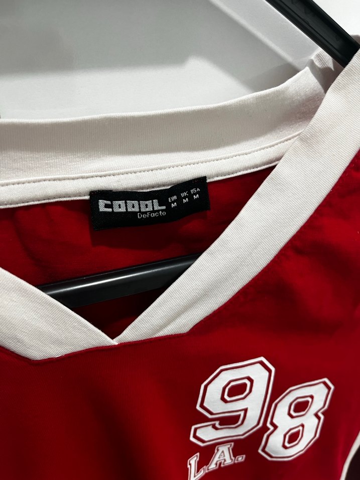 Kırmızı Yüksek Yakalı Uzun Kollu bluz - Görsel 5