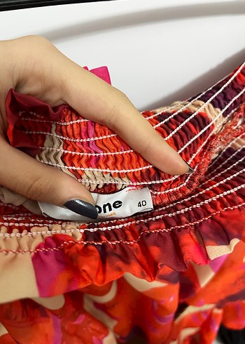 Kırmızı Transparan Bohem Mini Elbise - Görsel 4