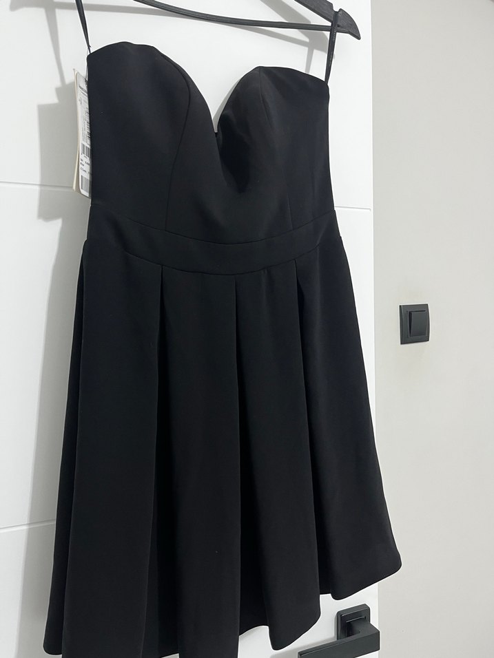 Siyah Straplez Midi Gotik Elbise - Görsel 2