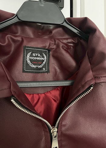 Bordo Kadın Deri Ceket Fermuarlı - Görsel 3