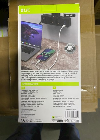 BLiC Termal Akım Korumalı Çoklu Priz 2500W - Görsel 2