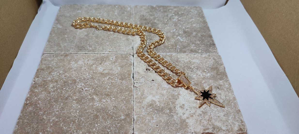 kuzey yıldızı Zincir Detaylı Altın Kadın Kolye - Görsel 5