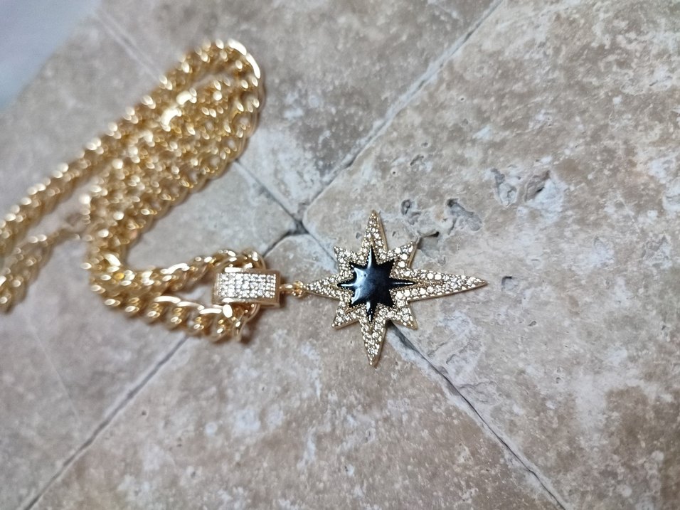 kuzey yıldızı Zincir Detaylı Altın Kadın Kolye - Görsel 3