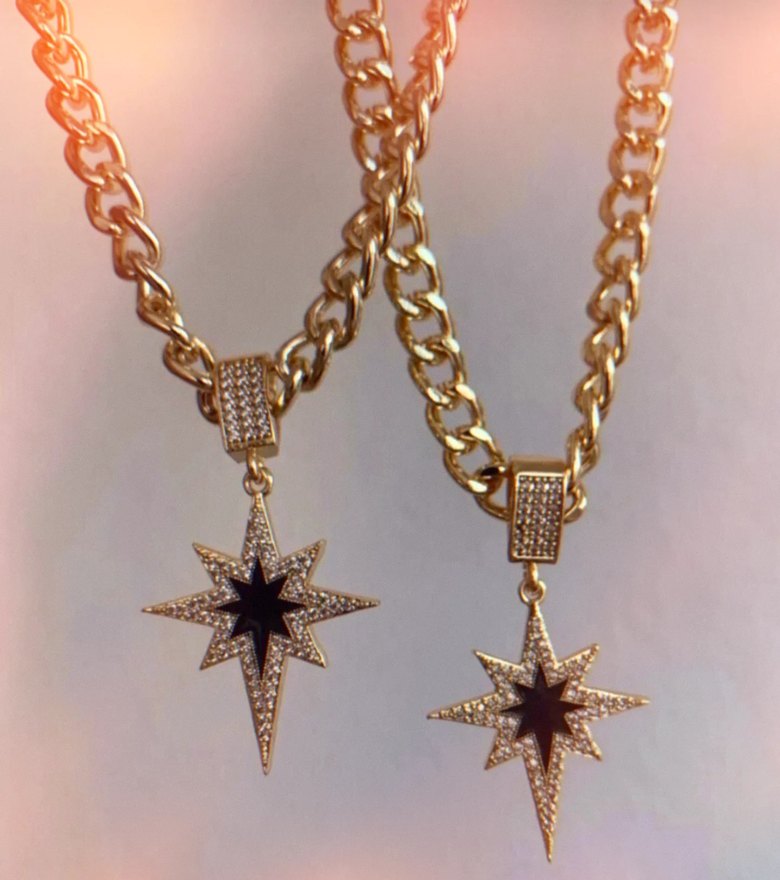 kuzey yıldızı Zincir Detaylı Altın Kadın Kolye - Görsel 2