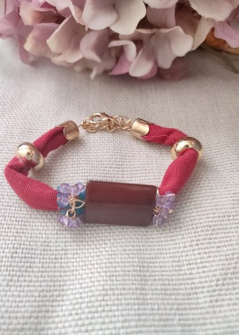 Bordo Boncuklu Bohem Bileklik - Görsel 2