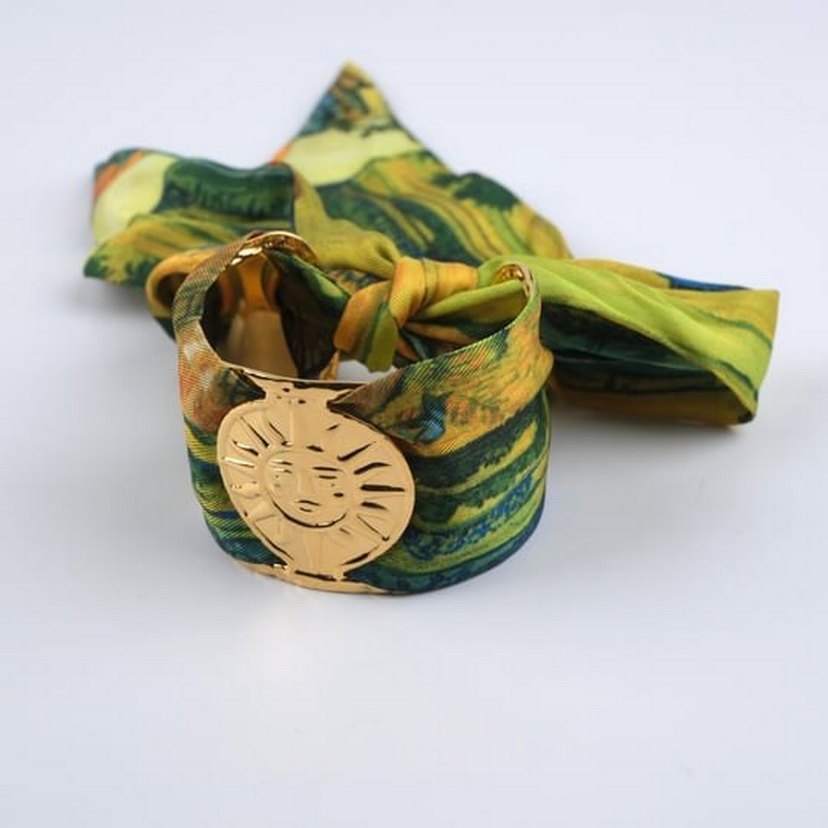 Altın Renkli fularlı Güneş Motifli Bohem bilezik - Görsel 2