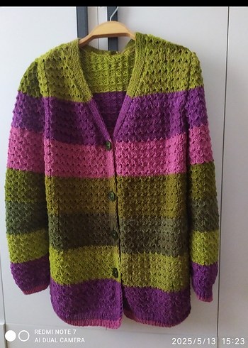 El Emeği göz nuru , Bohem Renkli Örgü Kadın Hırka... - Görsel 2