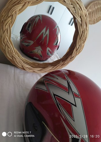 Kırmızı Parlak Biker Motosiklet Kaskı - Görsel 3