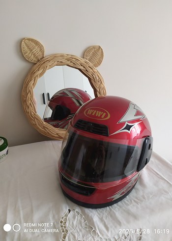 Kırmızı Parlak Biker Motosiklet Kaskı - Görsel 4