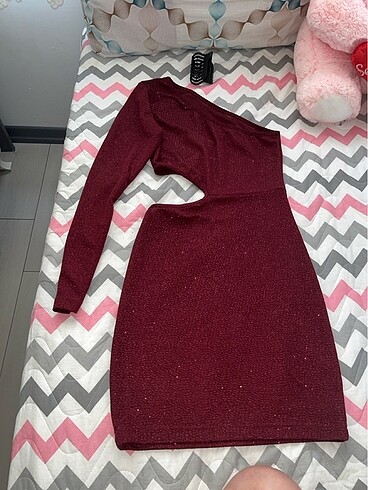 s Beden bordo Renk Mini elbise