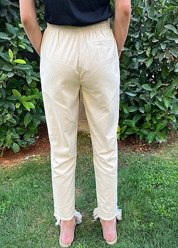 Kadın keten pamuklu pantolon - Görsel 3
