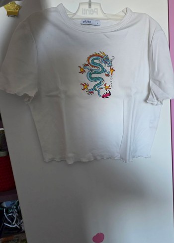 Addax Beyaz Baskılı Kadın Mini Tişört