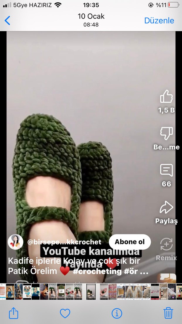 Yeşil Örgü Kadın Ev Patiği kadife ipten örme çok güzel - Görsel 2