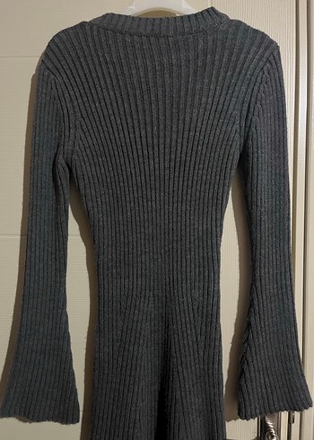 Gri Kadın Triko Midi Elbise - Görsel 2