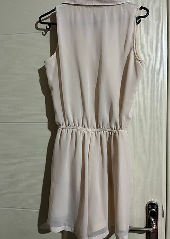 Bej Düğmeli Kolsuz Midi tulum - Görsel 2