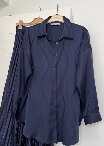 Parlak Mavi Pilili Uzun Etek - Görsel 3