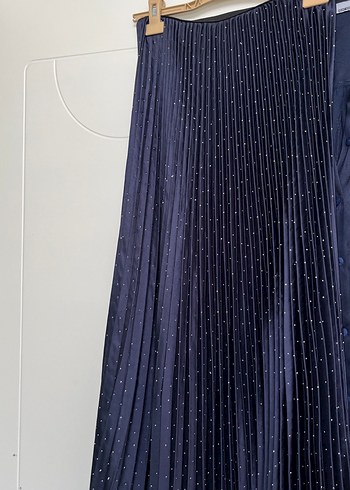 Parlak Mavi Pilili Uzun Etek - Görsel 2