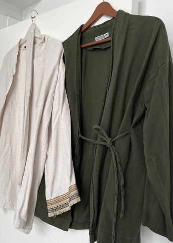 Keten Kumaşlı Bohem Tarz Uzun Kollu Kimono - Görsel 2