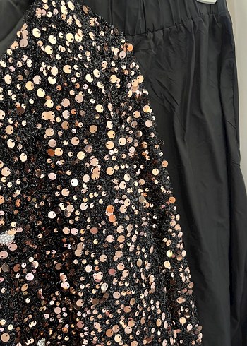 Uzun Kollu, Düğmeli Siyah Kadın Abiye Elbise - Görsel 4