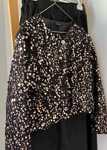 Uzun Kollu, Düğmeli Siyah Kadın Abiye Elbise - Görsel 2