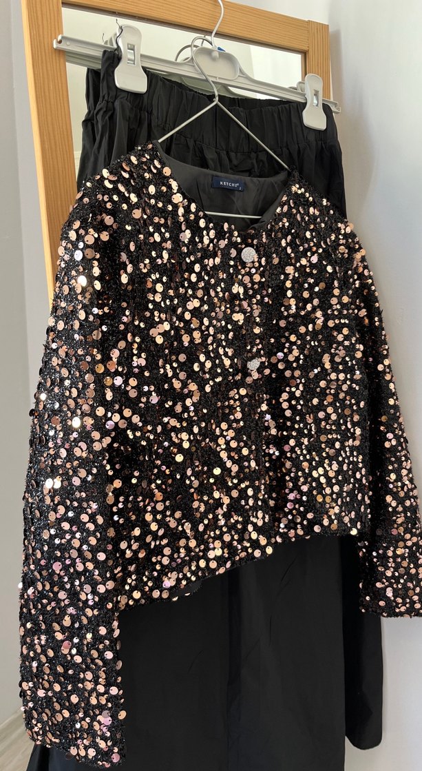 Uzun Kollu, Düğmeli Siyah Kadın Abiye Elbise - Görsel 2